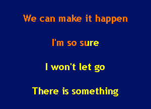 We can make it happen

I'm so sure
I won't let go

There is something