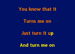 You know that it

Turns me on

Just turn it up

And turn me on