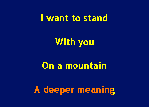 I want to stand
With you

On a mountain

A deeper meaning