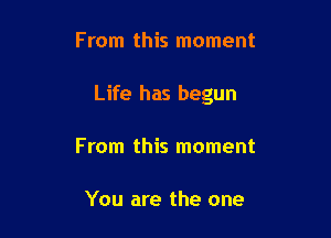 From this moment

Life has begun

From this moment

You are the one