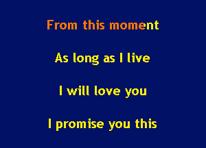 From this moment
As long as I live

I will love you

I promise you this