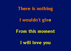 There is nothing

I wouldn't give
From this moment

I will love you