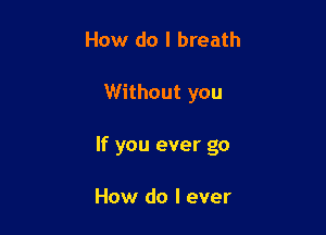 How do I breath

Without you

If you ever go

How do I ever