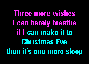 Three more wishes
I can barely breathe
if I can make it to
Christmas Eve
then it's one more sleep