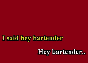 I said hey bartender

Hey bartender..