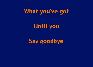 What you've got

Until you

Say goodbye