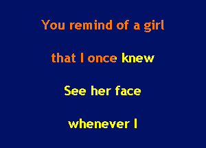 You remind of a girl

that I once knew

See her face

whenever I