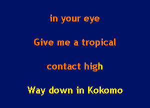 in your eye

Give me a tropical

contact high

Way down in Kokomo