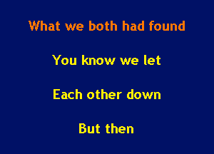 What we both had found

You know we let

Each other down

Butthen