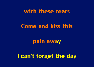 with these tears
Come and kiss this

pain away

I can't forget the day