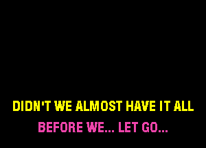DIDH'T WE ALMOST HAVE IT ALL
BEFORE WE... LET GO...