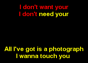 I don't want your
I don't need your

All I've got is a photograph
I wanna touch you
