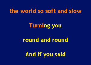 the world so soft and slow

Turning you

round and round

And if you said