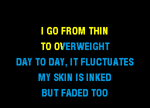I GO FROM THIH
T0 OVERWEIGHT
DAY TO DAY, IT FLUCTUATES
MY SKIN IS IHKED
BUT FADED T00