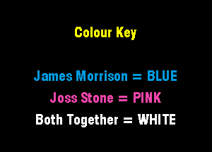 Colour Key

James Morrison BLUE
Joss Stone PINK
Both Together z WHITE