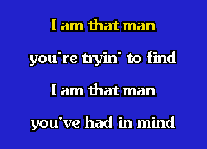 I am that man
you're tryin' to find
I am that man

you've had in mind