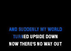 AND SUDDEHLY MY WORLD
TURNED UPSIDE DOWN
HOW THERE'S NO WAY OUT