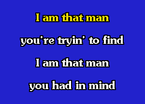 I am that man
you're tryin' to find
I am that man

you had in mind