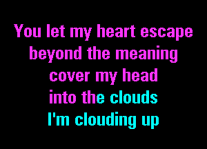 You let my heart escape
beyond the meaning
cover my head
into the clouds
I'm clouding up