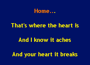 Home...

That's where the heart is

And I know it aches

And your heart it breaks