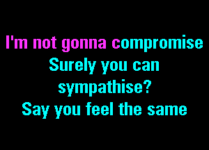 I'm not gonna compromise
Surely you can

sympathise?
Say you feel the same