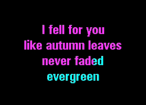 I fell for you
like autumn leaves

neverfaded
evergreen