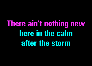 There ain't nothing new

here in the calm
after the storm