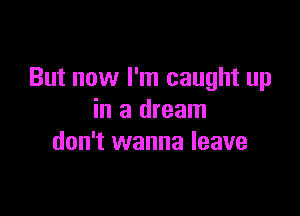 But now I'm caught up

in a dream
don't wanna leave