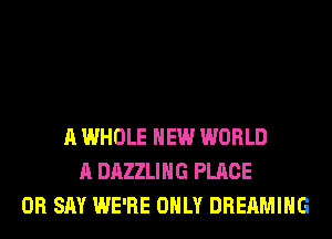 A WHOLE NEW WORLD
A DAZZLIHG PLACE
0R SAY WE'RE ONLY DREAMIHG