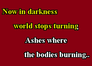 Now in darkness
world stops turning

Ashes Where

the bodies burning.