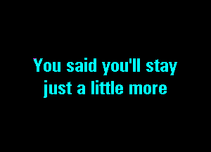 You said you'll stay

just a little more