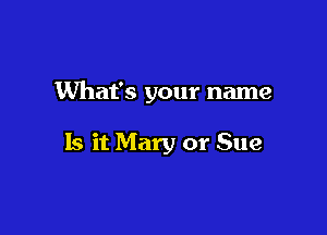 What's your name

Is it Mary or Sue