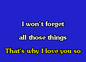 I won't forget

all those things

That's why I love you so