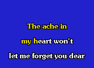 The ache in

my heart won't

let me forget you dear