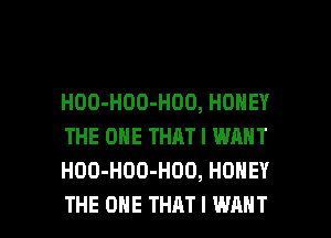 HOO-HOO-HOD, HONEY
THE ONE THAT I WANT
HOO-HOD-HOO, HONEY

THE ONE THAT I WANT l