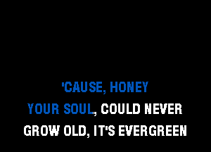 'CAUSE, HONEY
YOUR SOUL, COULD NEVER
GROW OLD, IT'S EVERGREEN