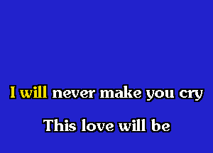 I will never make you cry

This love will be