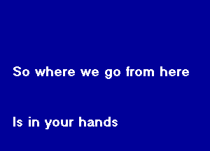 So where we go from here

Is in your hands