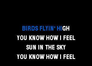 BIRDS FLYIN' HIGH

YOU KNOW HOWI FEEL
SUN IN THE SKY
YOU KNOW HOW! FEEL