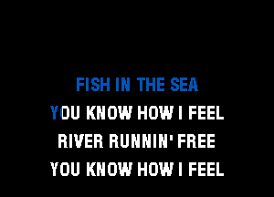 FISH IN THE SEA
YOU KNOW HOWI FEEL
RIVER RUNNIN' FREE

YOU KNOW HDWI FEEL l