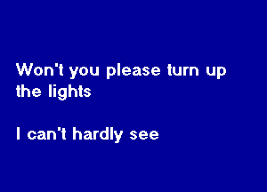 Won't you please turn up
the lights

I can't hardly see