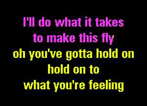 I'll do what it takes
to make this fly

oh you've gotta hold on
hold on to
what you're feeling