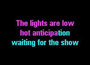 The lights are low

hot anticipation
waiting for the show