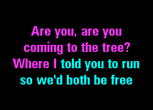 Are you, are you
coming to the tree?

Where I told you to run
so we'd both be free