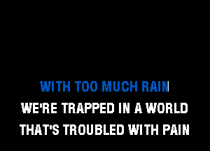 WITH TOO MUCH RAIN
WE'RE TRAPPED IN A WORLD
THAT'S TROUBLED WITH PAIN