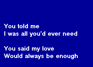 You told me
I was all you'd ever need

You said my love
Would always be enough