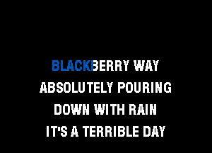 BLACKBERRY WAY

ABSOLUTELY POURIHG
DOWN WITH RAIN
IT'S A TERRIBLE DAY