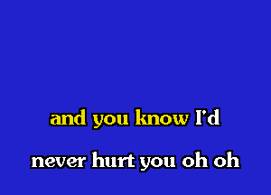 and you know I'd

never hurt you oh oh