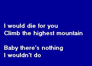 I would die for you
Climb the highest mountain

Baby there's nothing
I wouldn't do