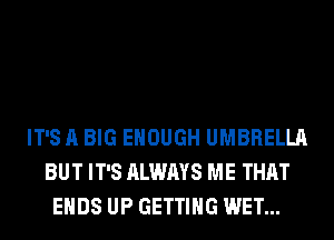 IT'S A BIG ENOUGH UMBRELLA
BUT IT'S ALWAYS ME THAT
ENDS UP GETTING WET...